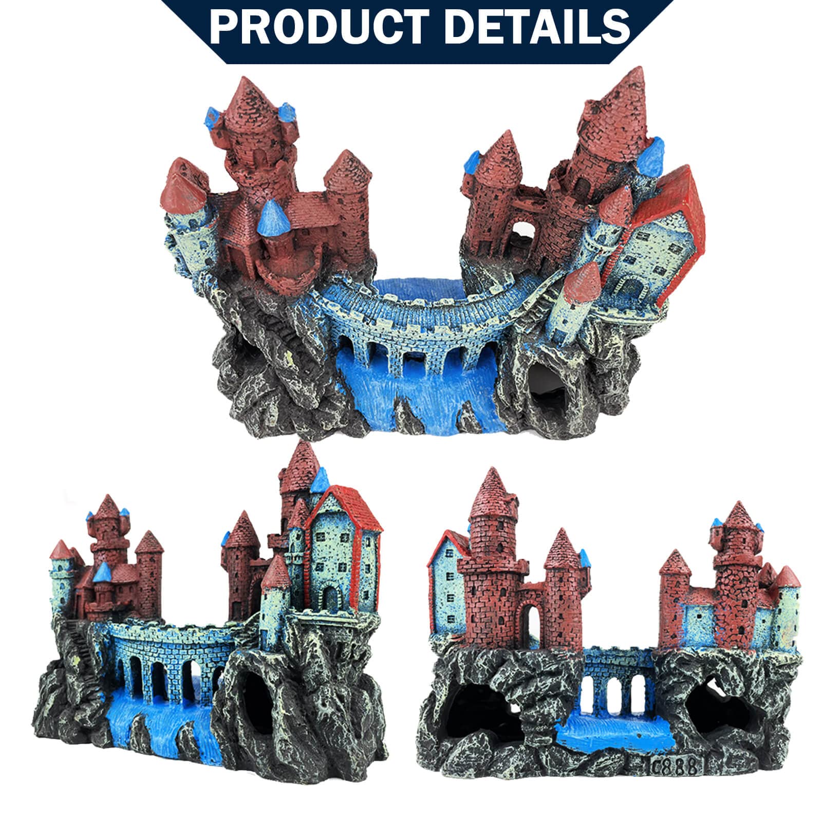 Apto para agua dulce y salada, castillo de acuario versátil.