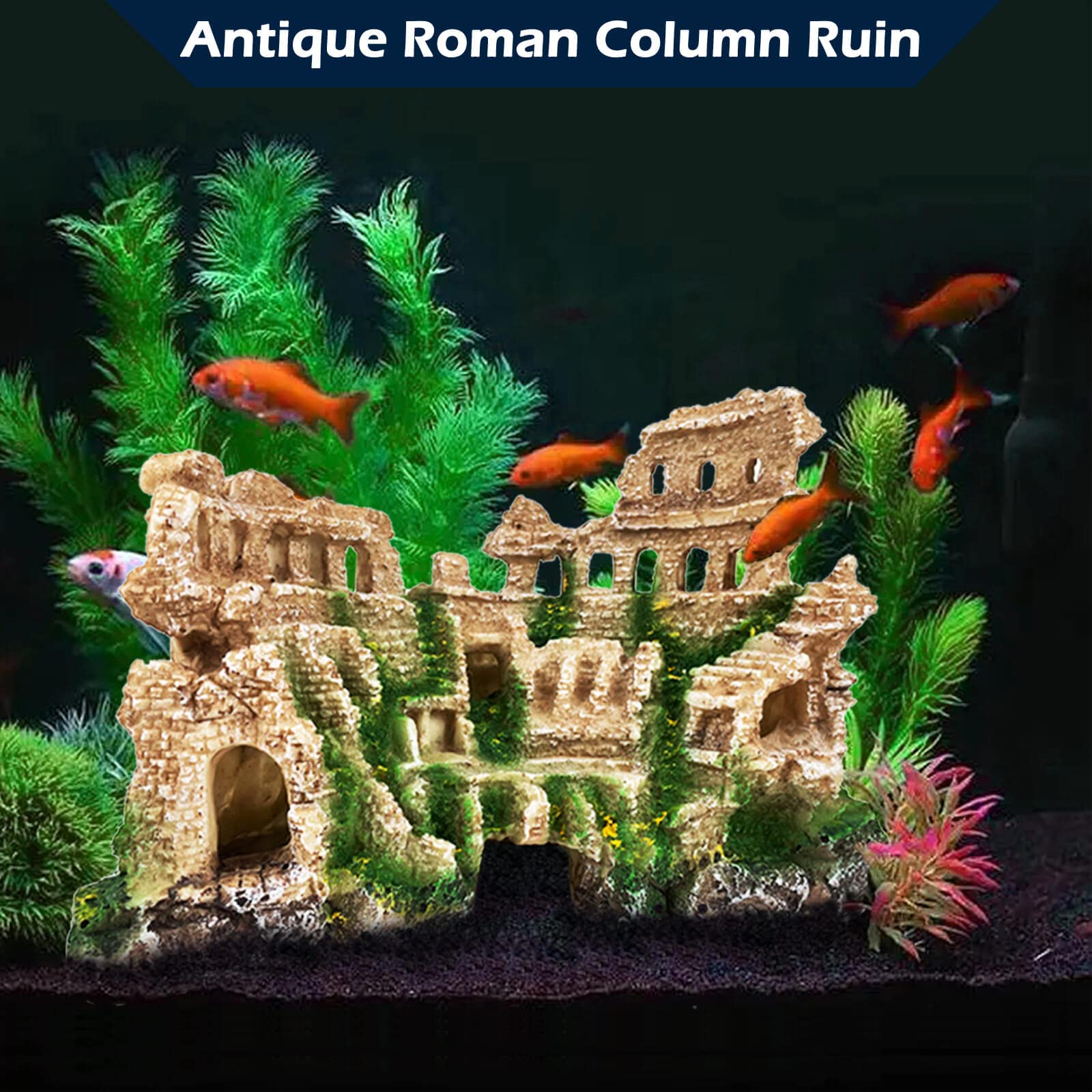 VMCN escena decorativa romana para acuario, ideal para agua dulce y salada.