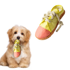 vocheer Juguete mordedor interactivo amarillo para perros, estimula juego y atención.