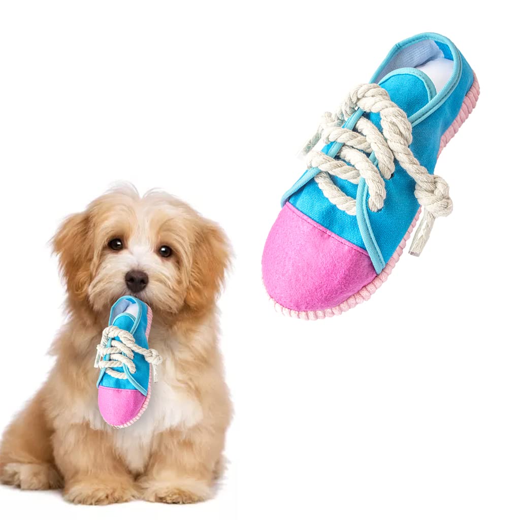 Vocheer zapato interactivo azul para perros, ideal para juego y mordida controlada.