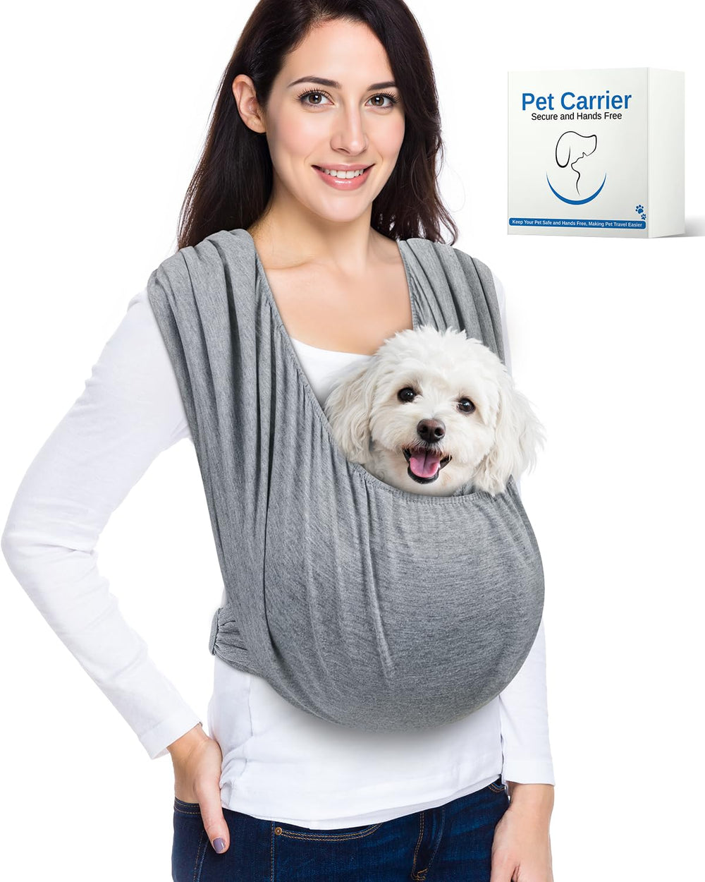 Vokvaktak sling para perro pequeño visto de frente, comodidad diaria