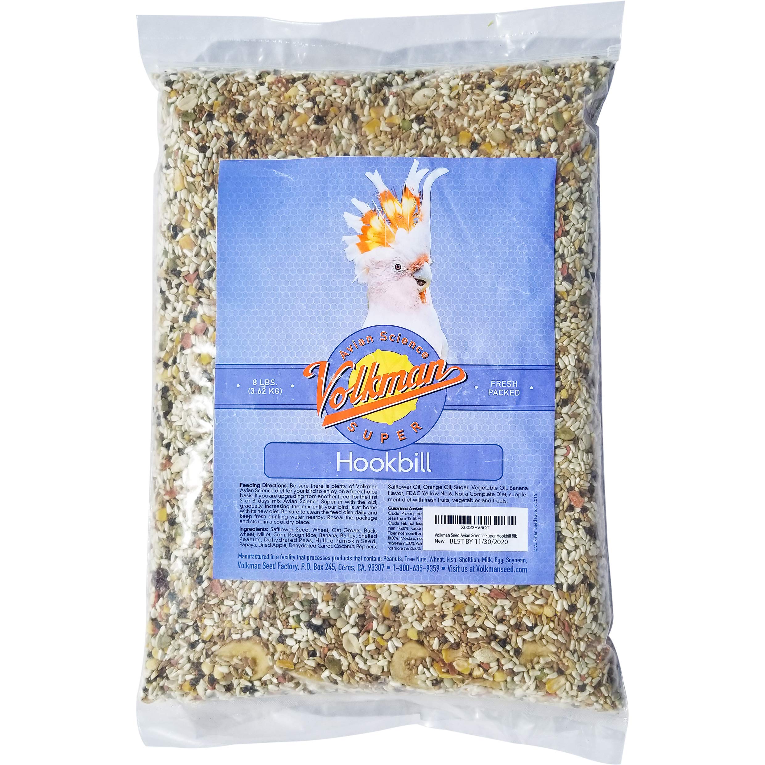 Volkman Semillas para aves Pico Curvo, bolsa de 8 lb para dieta natural.