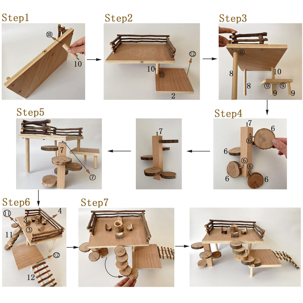 VolksRose accesorios-hamster-madera, material natural y duradero para roedores.