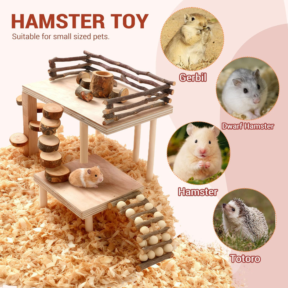 VolksRose escalera-madera-hamster, facilita subir entre niveles y jugar.