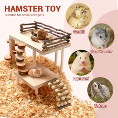 VolksRose escalera-madera-hamster, facilita subir entre niveles y jugar.