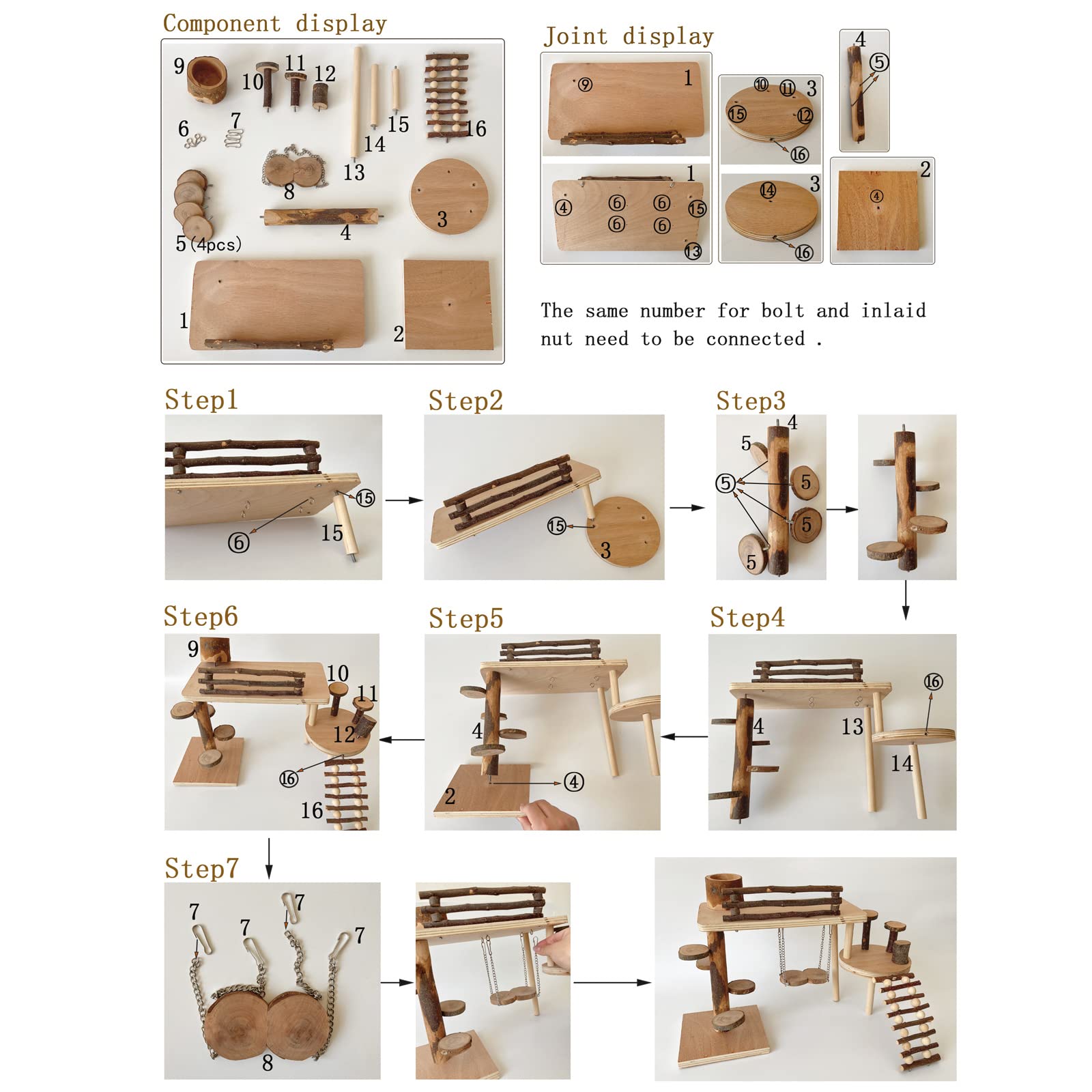 VolksRose montaje-facil-madera-hámster, montaje rápido sin herramientas.