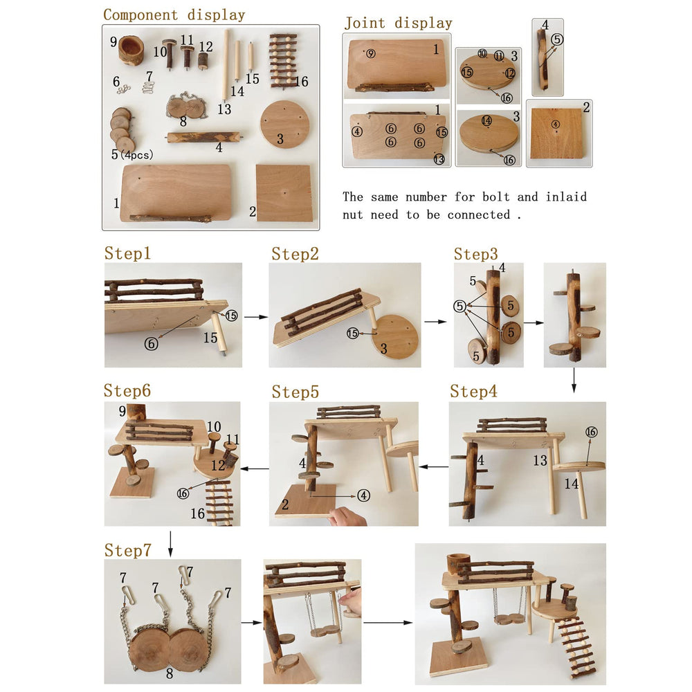 VolksRose montaje-facil-madera-hámster, montaje rápido sin herramientas.