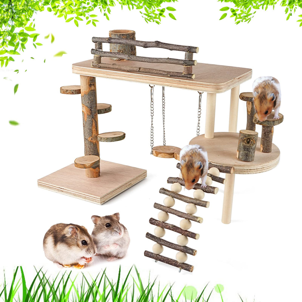 VolksRose plataforma-juego de madera para hámster, estimula exploración segura.
