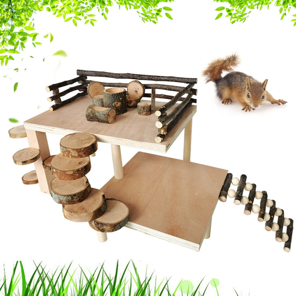 VolksRose plataforma-madera-hamster, ideal para trepar y explorar con seguridad.