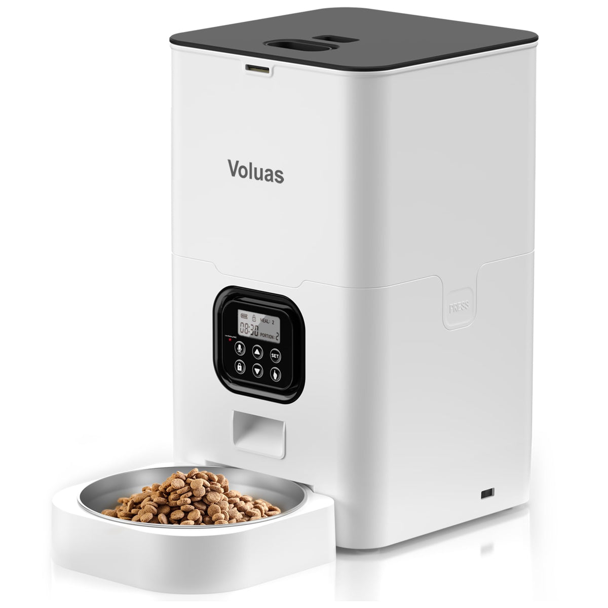 Voluas alimentador automático para gatos con programación precisa de porciones.
