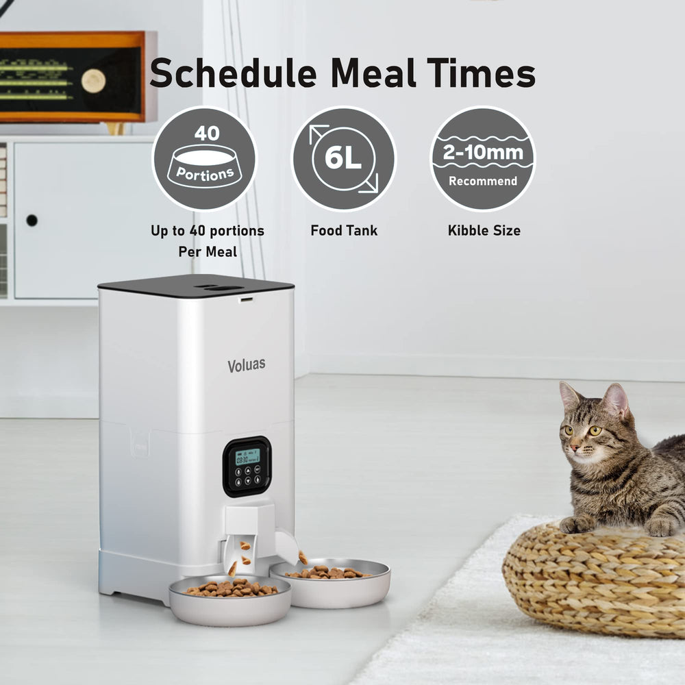 Voluas divisor de comidas para dos gatos con dos tazones sincronizados.