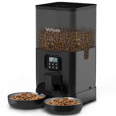 Voluas comedero automático para dos gatos con cuencos de acero inoxidable y acabado elegante