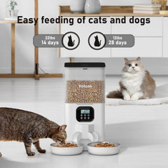 Voluas doble cuencos inox para alimentación simultánea de dos gatos.