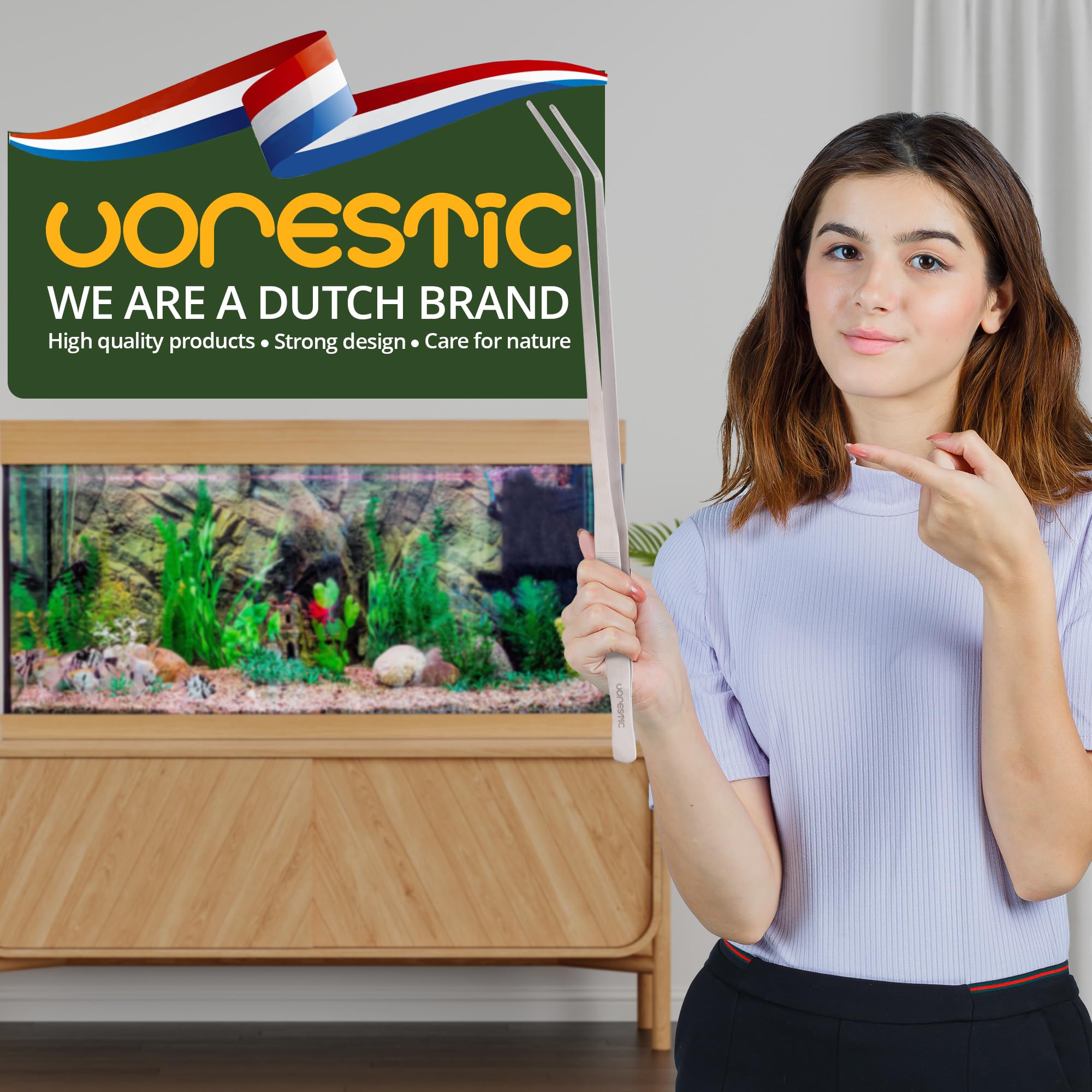 Pinzas Vorestic inoxidables, recta, herramienta duradera para acuaterrario