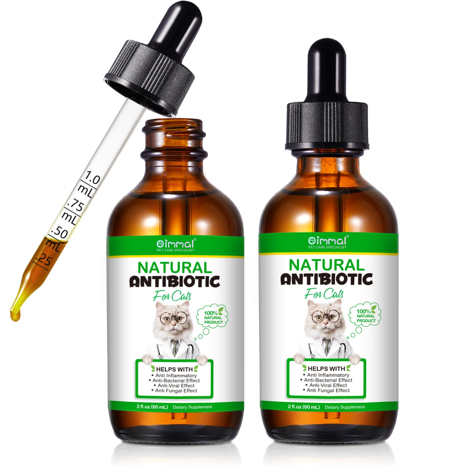 VOSIFSDIY antibióticos para gatos: botella de 60 ml, uso fácil en comida.