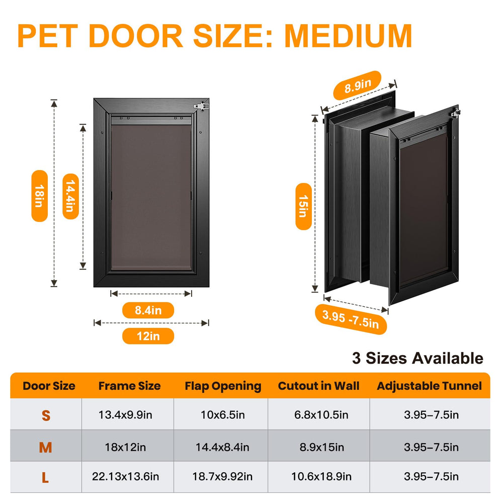 VOSOIR puerta para perro aluminio, cerrojos laterales; bloqueo seguro de panel interior.