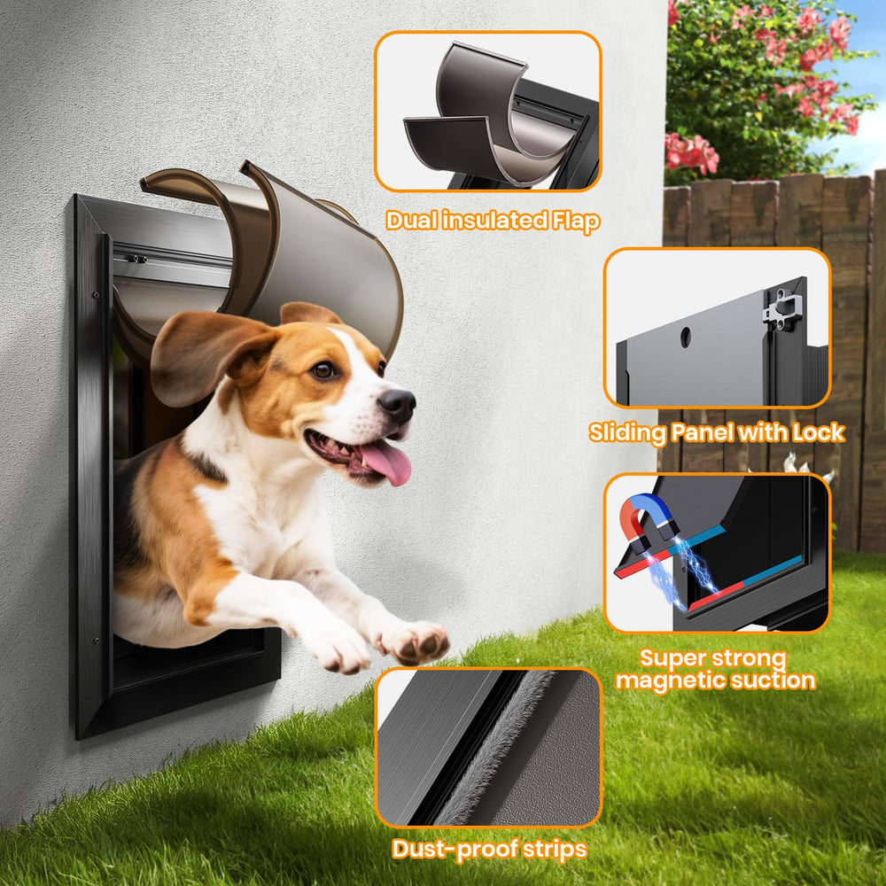 VOSOIR puerta para perro aluminio, doble sellos; ayuda a mantener mejor el clima dentro de casa.