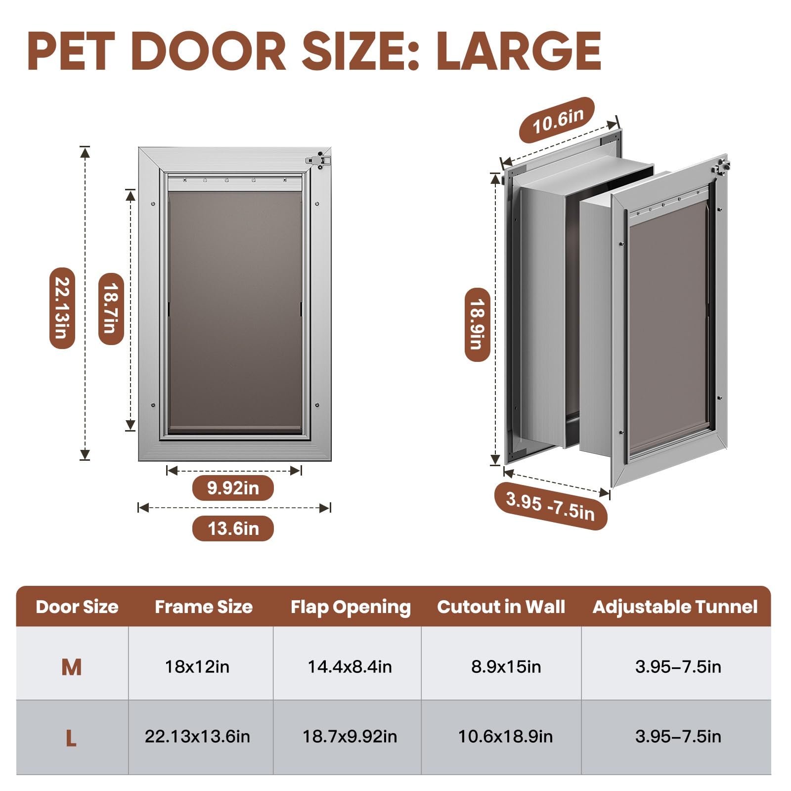 Puerta VOSOIR en aleación aluminio, resistencia a la corrosión para uso interior y exterior.