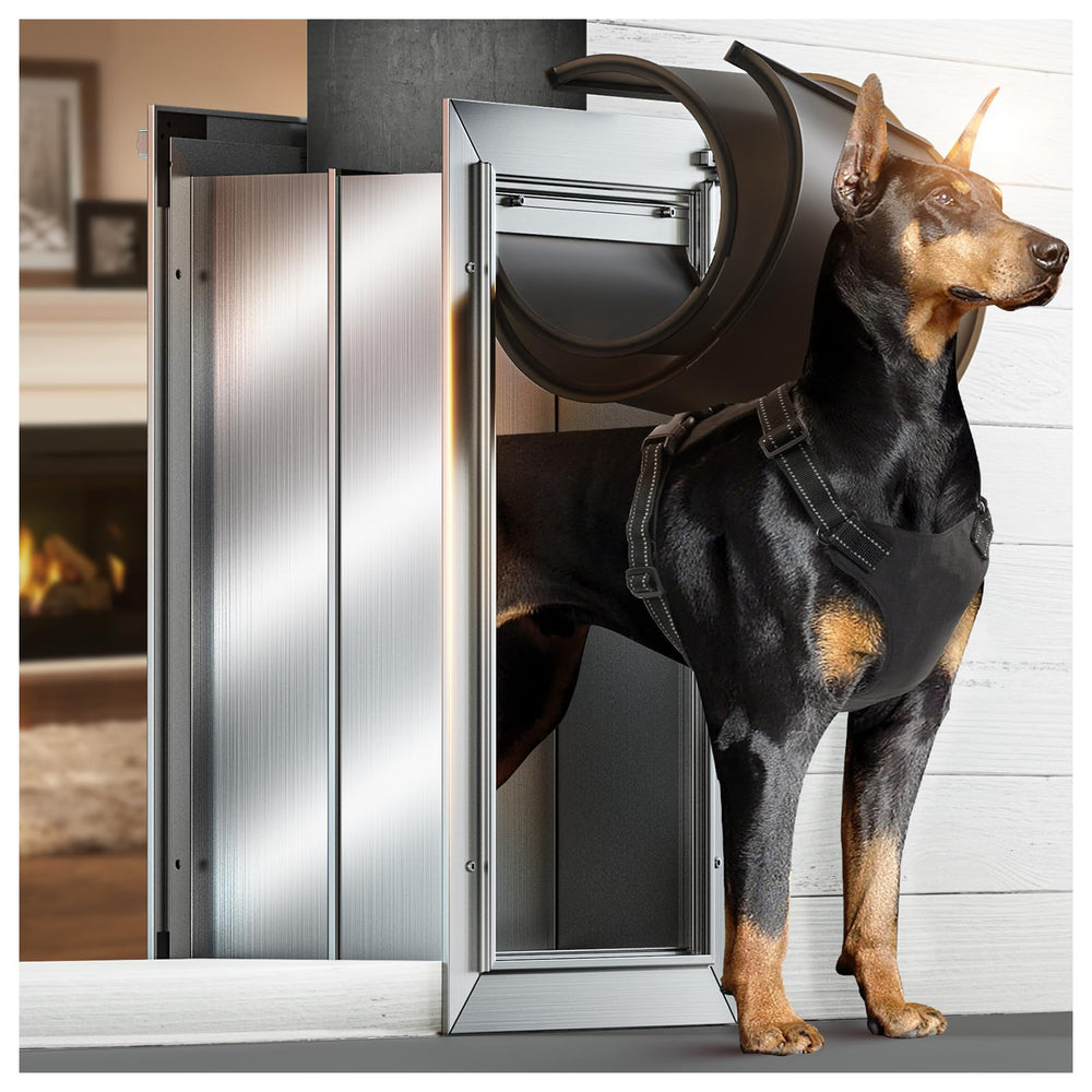 VOSOIR puerta para perro en pared de aluminio, instalación sólida y duradera.