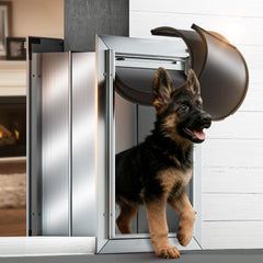 Puerta para perro VOSOIR con marco de aluminio, duradera para uso diario.