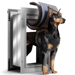Puerta VOSOIR para perros con tres pestañas montada en muro, aislamiento mejorado.