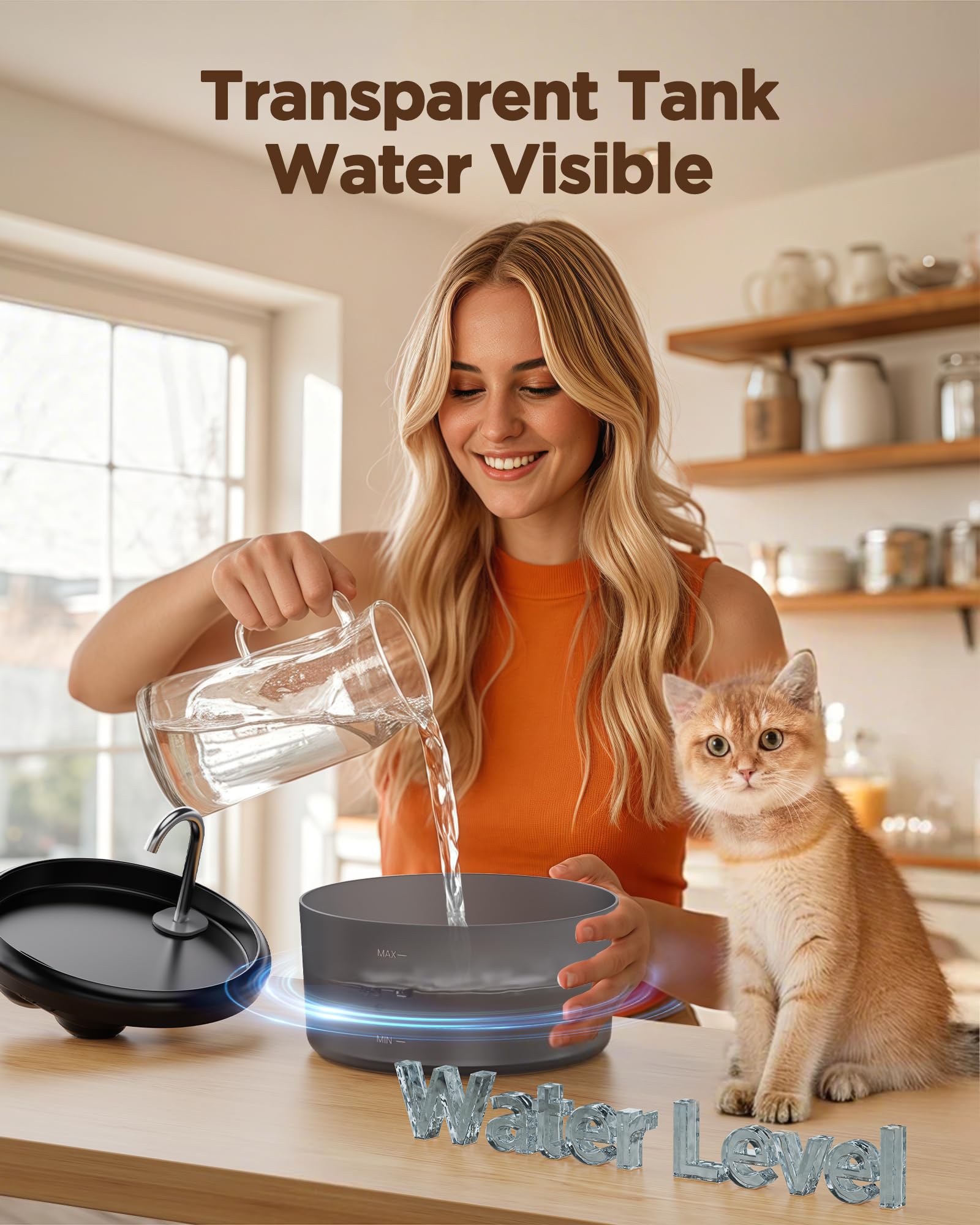 La vouaaood-tanque-traslúcido-nivel-agua facilita verificar el nivel.