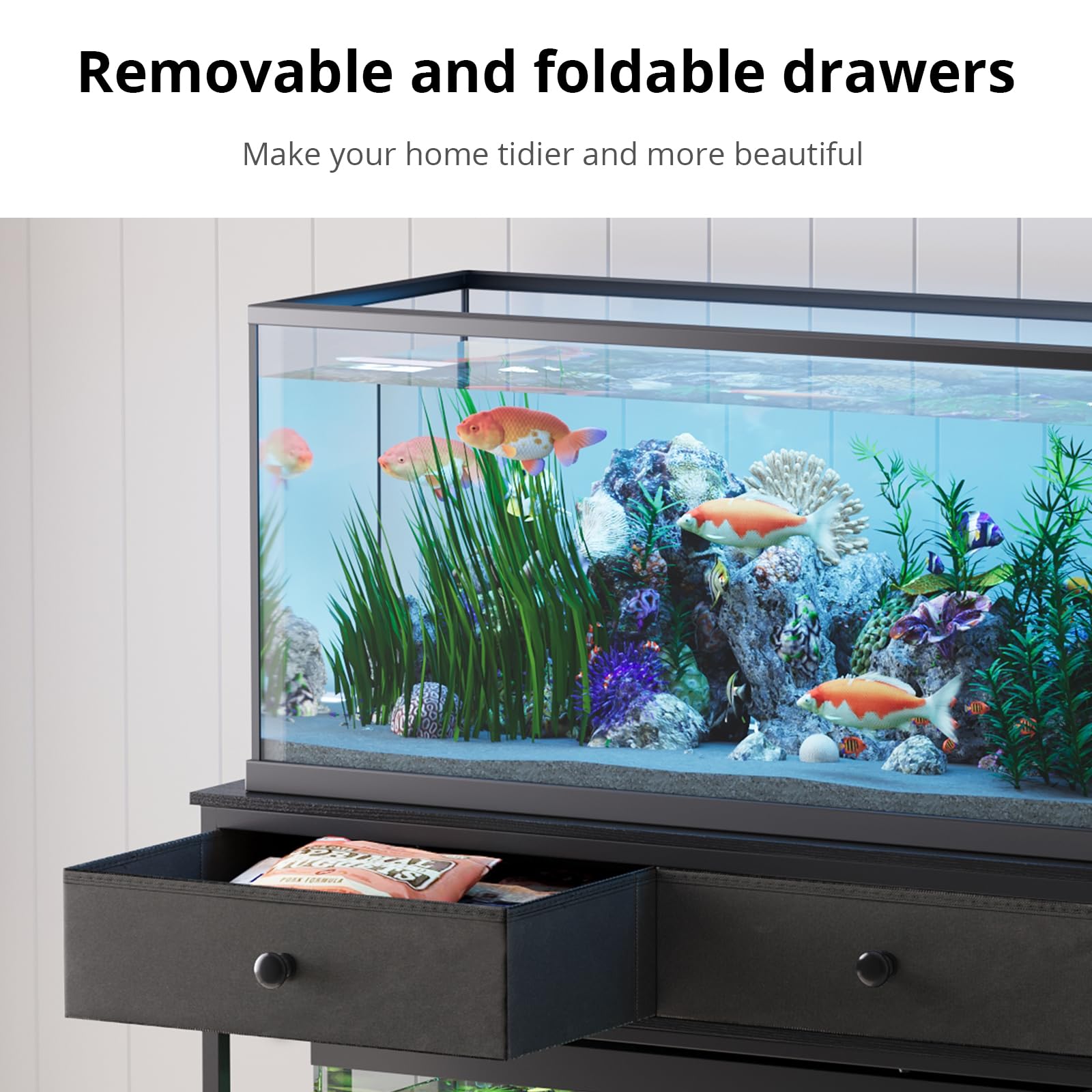 Superficie superior amplia para acuario de 40 galones de VOWNER.