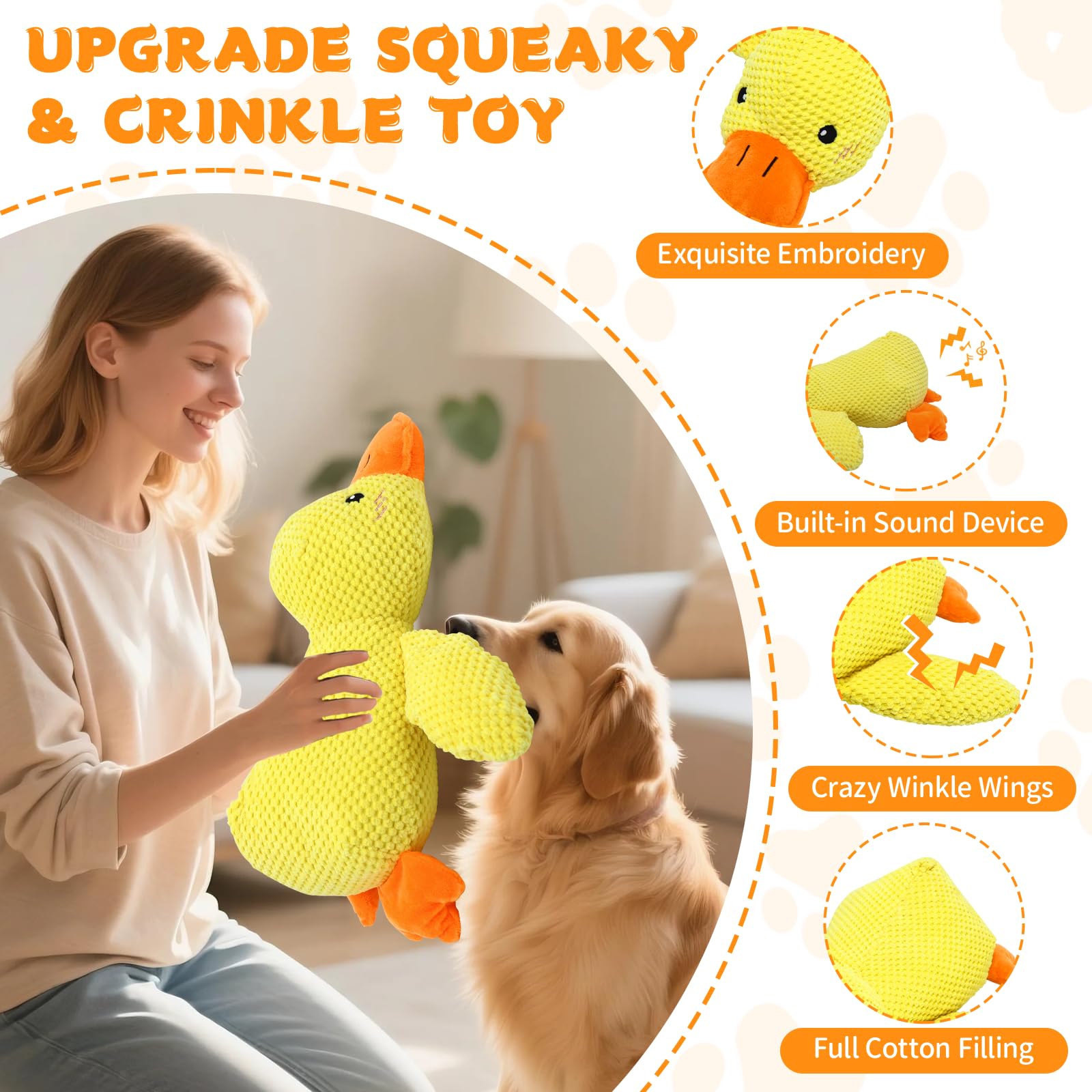 VOXGET pato-peluche-ruido-graznido para morder y jugar
