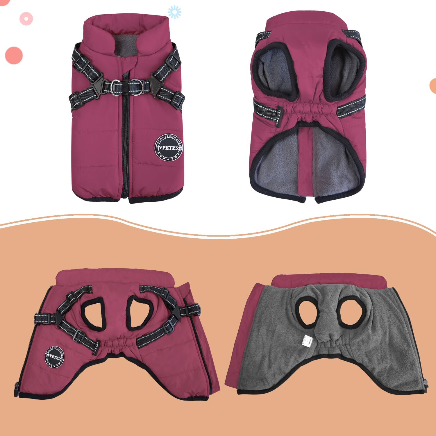 V.PET.B.R interior suave de forro polar brinda calidez cómoda