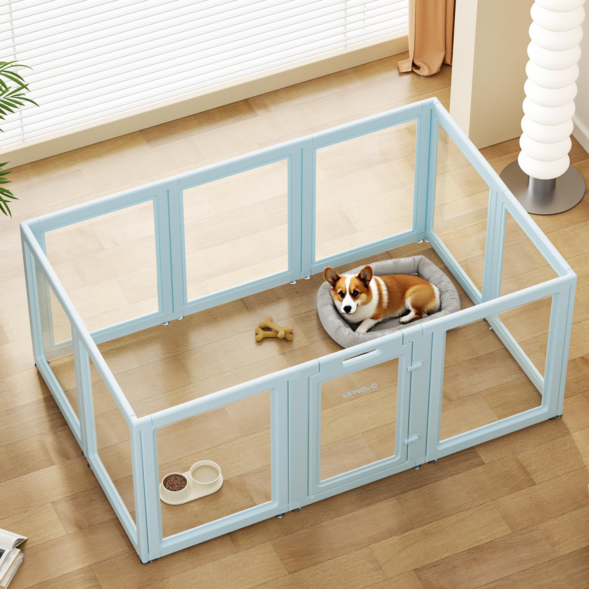 VPNQwQ jaula para perros con panel acrílico transparente para monitoreo cómodo.