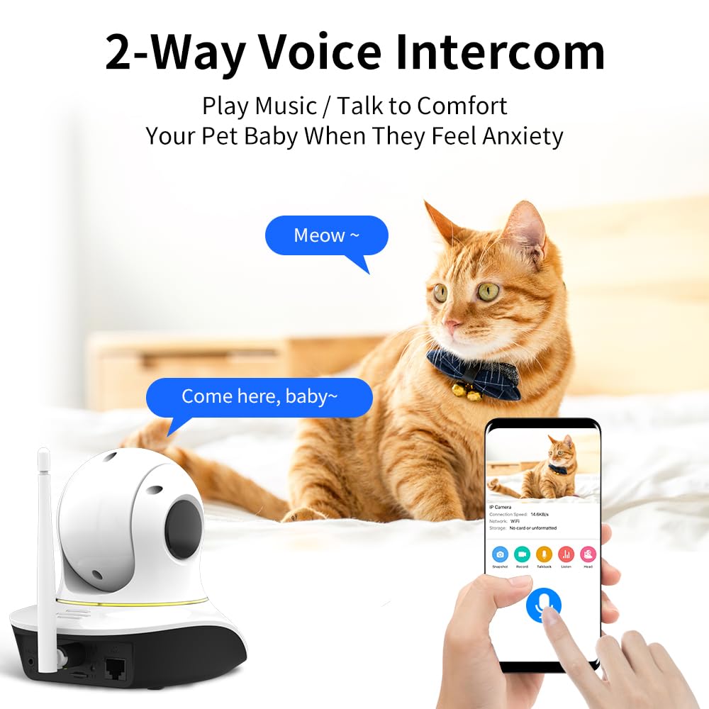 VSTARCAM Cámara para mascotas control remoto láser: dirige el láser desde tu móvil para juego interactivo.
