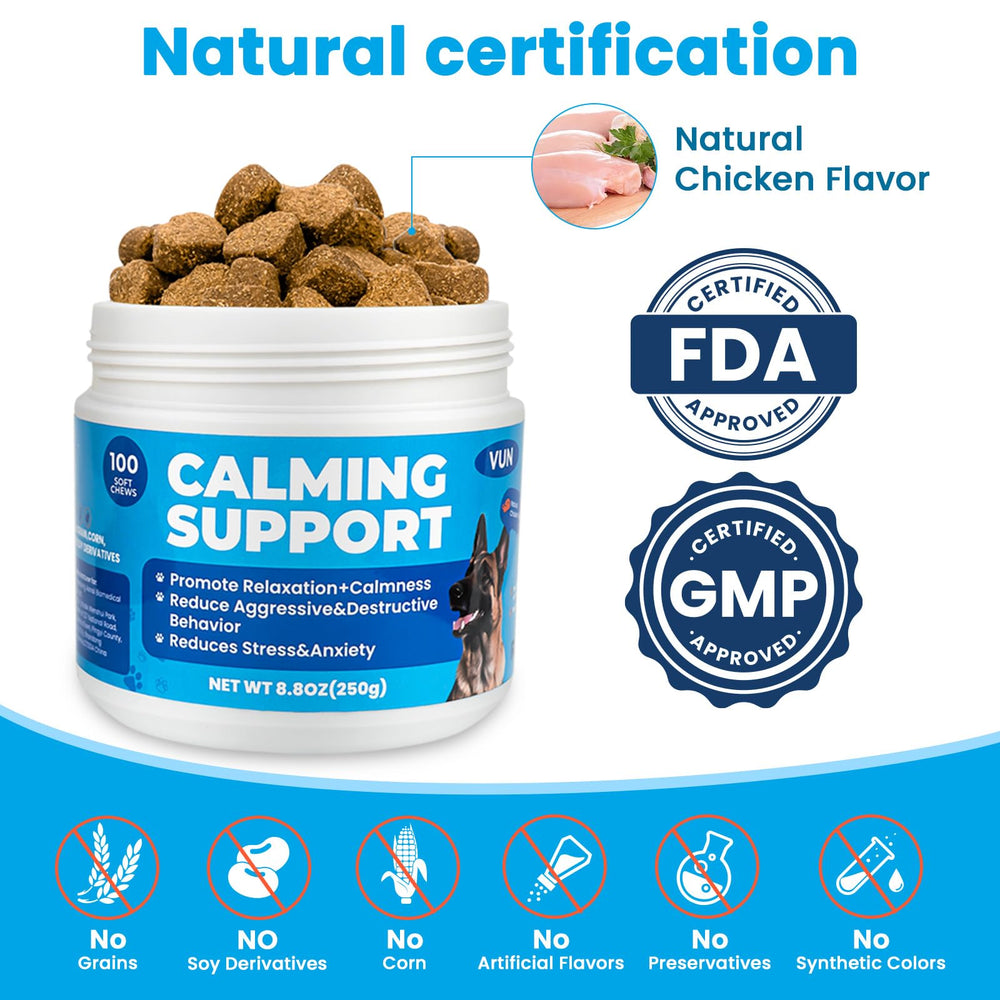 VUN Calming Chews, perro en coche disfrutando de la calma durante el viaje