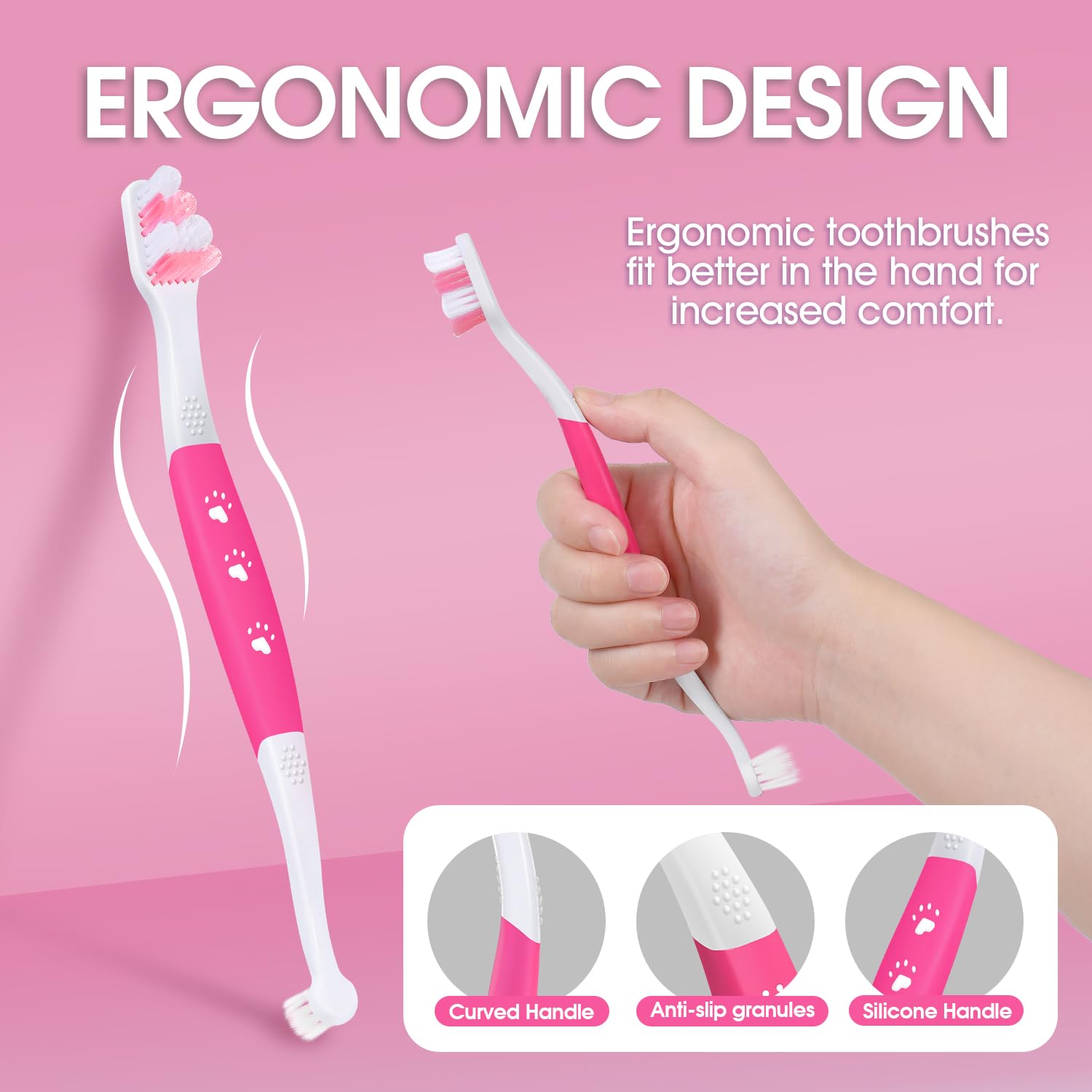 VVHOMIFE mango ergonómico sin deslizamiento para cepillado cómodo.