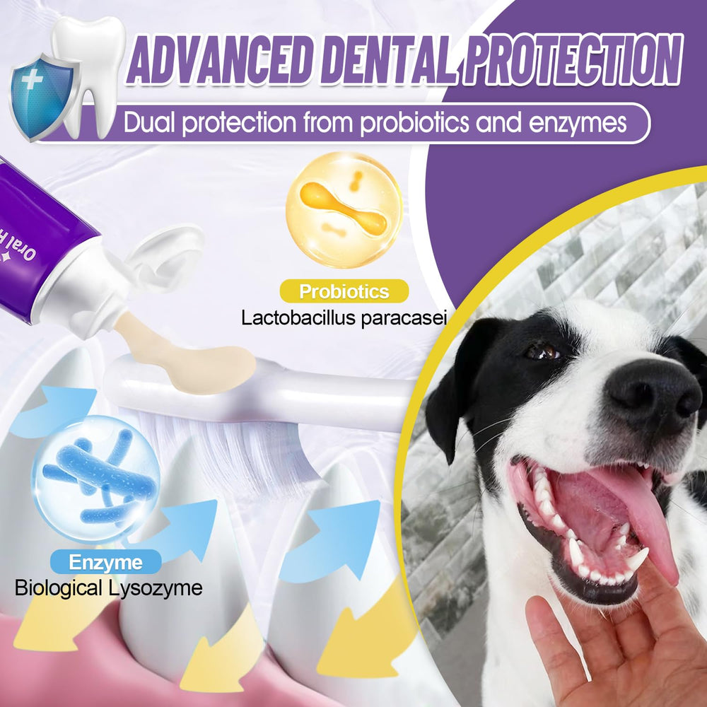VVHOMIFE doble protección dental con enzimas y probióticos para mascotas.