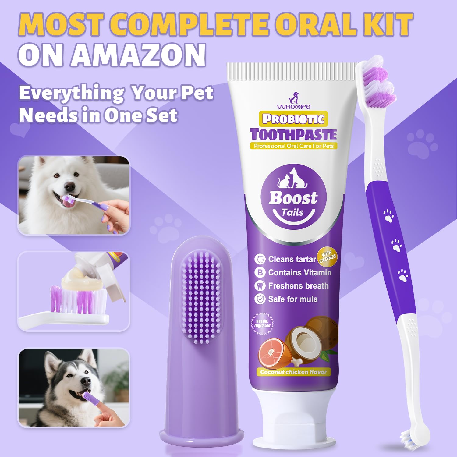 VVHOMIFE kit completo de cuidado oral para mascotas en casa.