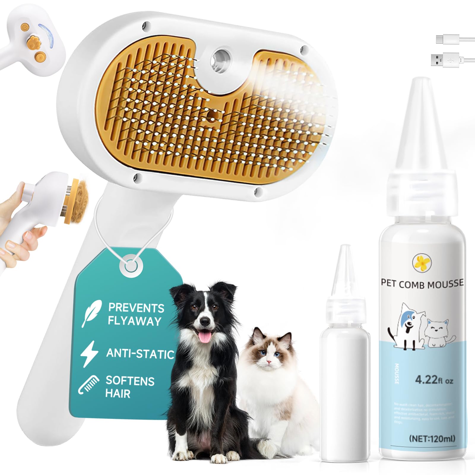 Cepillo de vapor VVVVVW en uso para remover pelo suelto.