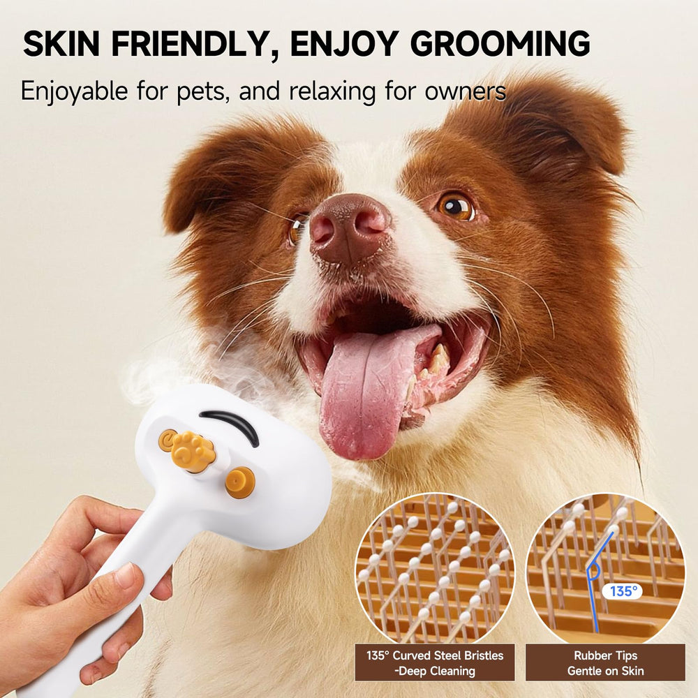 VVWVVW Cepillo de vapor para mascotas, cerdas protegidas evitan irritaciones