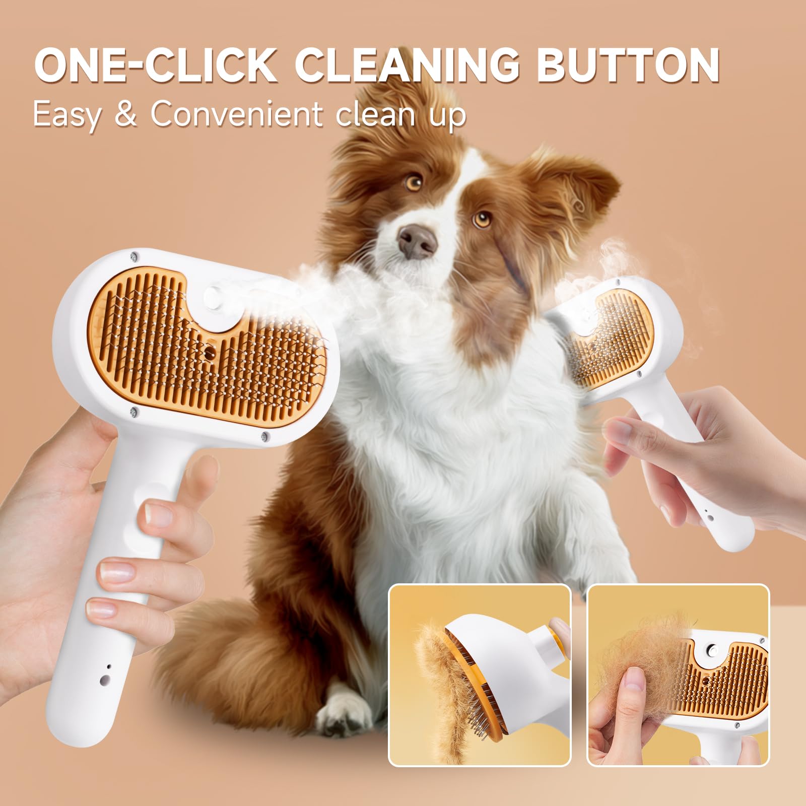 VVWVVW Cepillo de vapor para mascotas, fácil limpieza tras sesión de acicalamiento