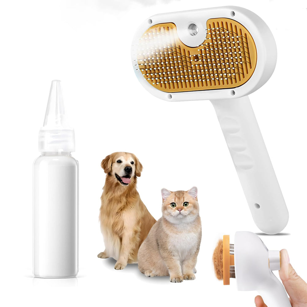VVWVVW Cepillo de vapor para mascotas, vista frontal para acicalamiento suave