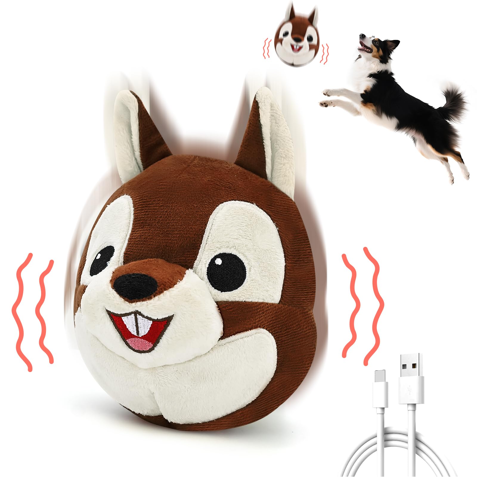 VYsTN Juguete interactivo para perros con auto rebote y respuesta sonora para juego en interiores.