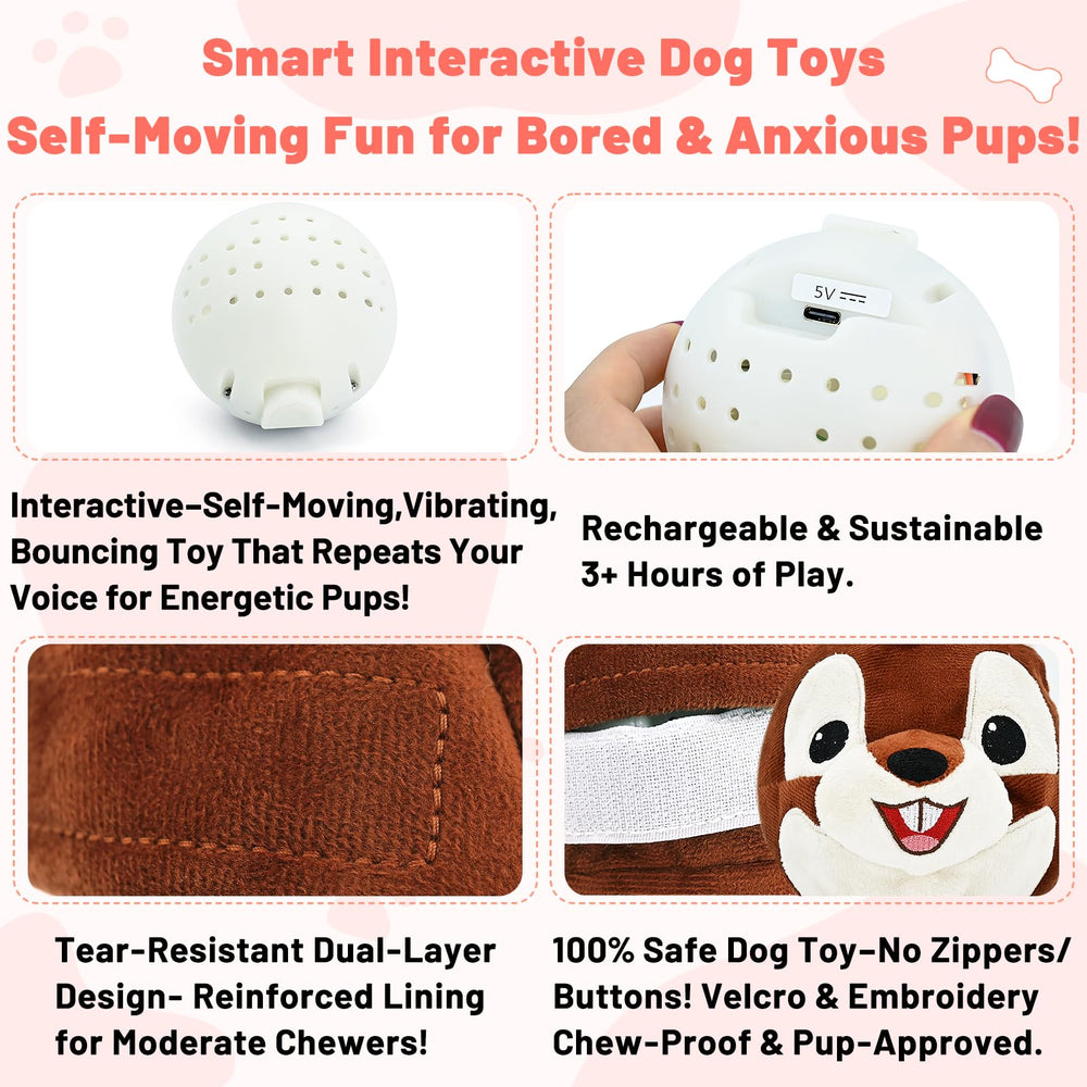 VYsTN Juguete para perros con movimiento aleatorio y sonido realista para jugar.
