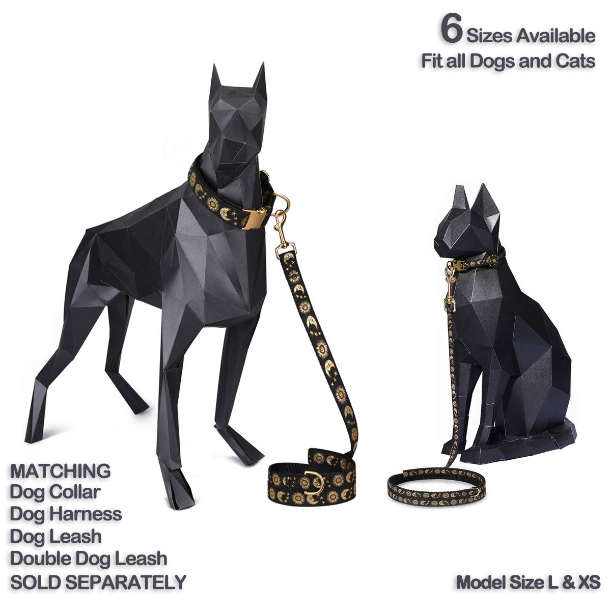 Collar waaag pet con diseño luna-estrellas, añade estilo sin perder comodidad.