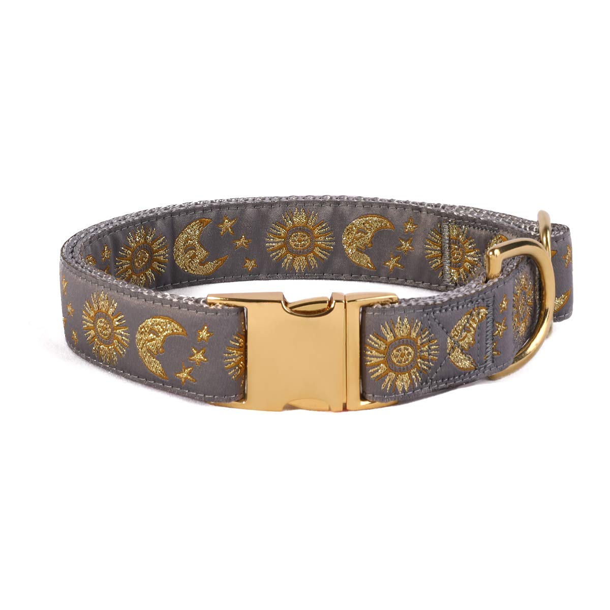 WAAAG collar de mascota con luna creciente, estrellas y sol, ideal para paseos nocturnos.