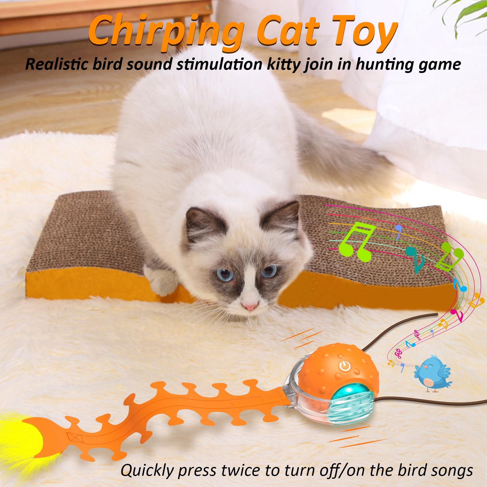Waaiio pajarito chirriante ofrece sonido realista para atraer al gato.