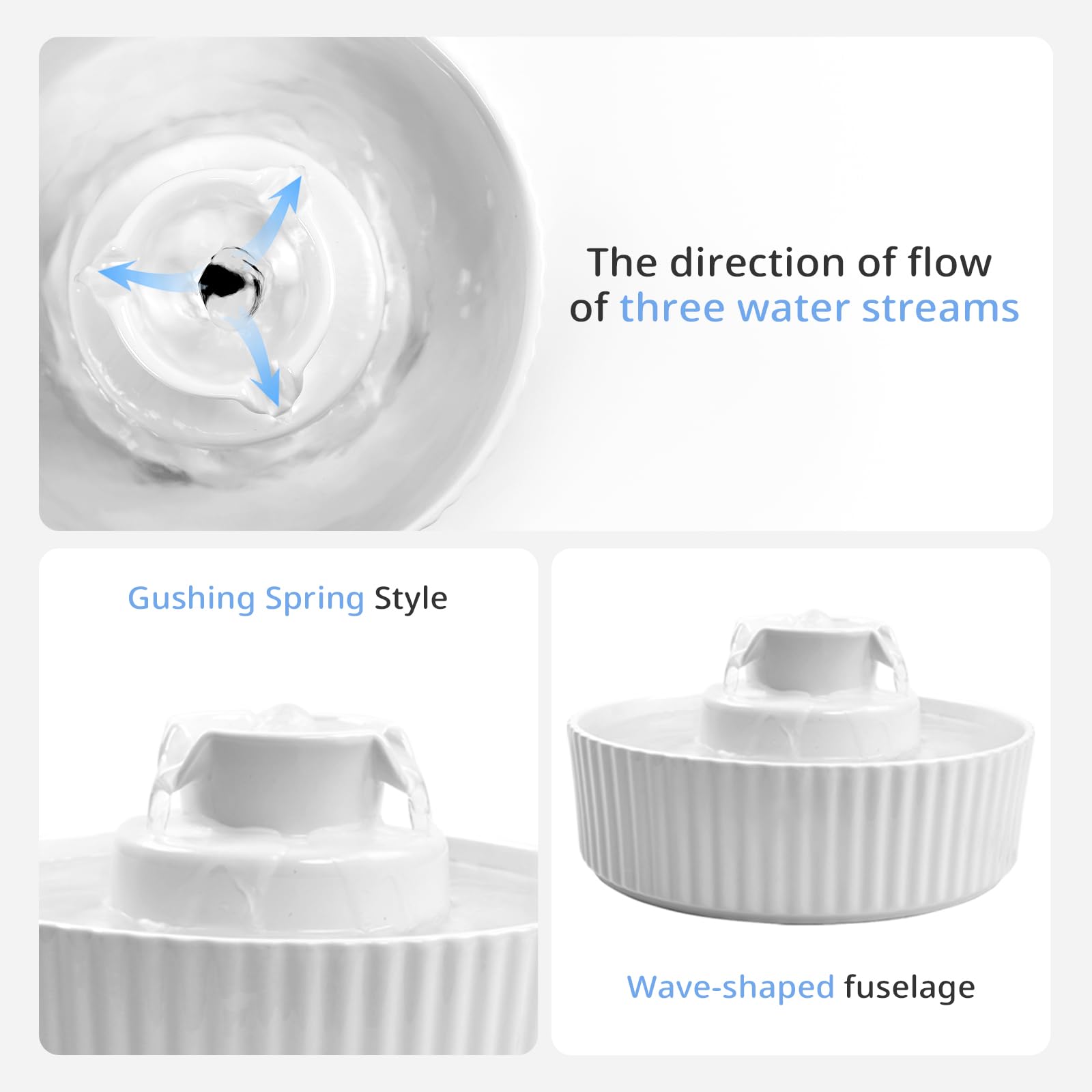 Waatoos diseño cerámico blanco, superficie lisa y fácil de limpiar.