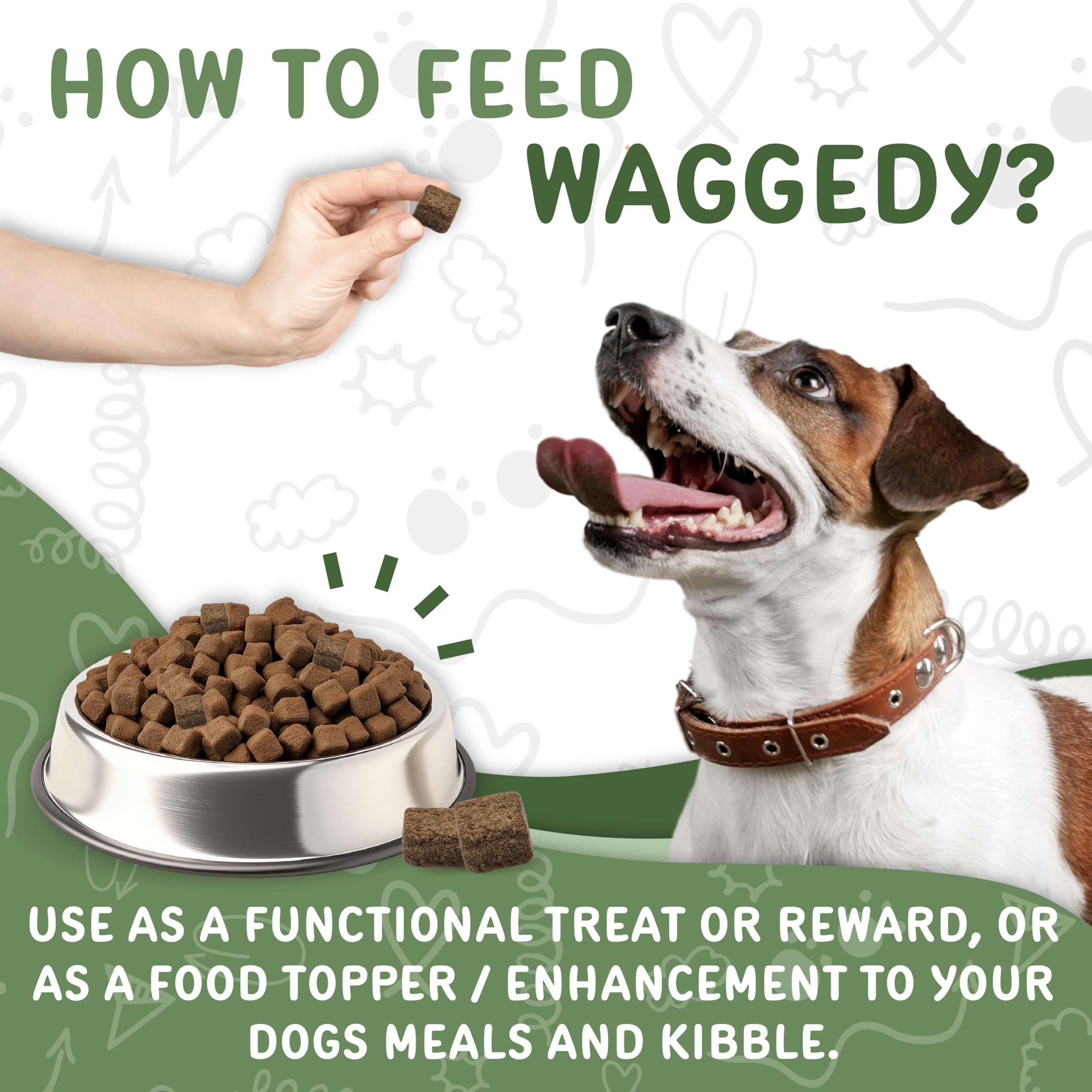 waggedy Calm Max: Textura natural, fácil de mezclar con la comida diaria