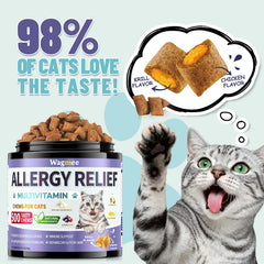 Gato disfruta sabor pollo y krill Wagmee, snack diario para alergias