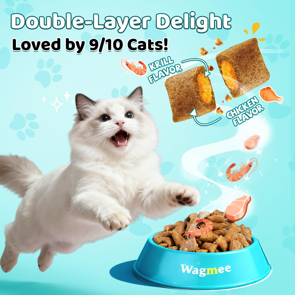 Golosinas Wagmee sabor pollo y krill, ideal para premiar y calmar.