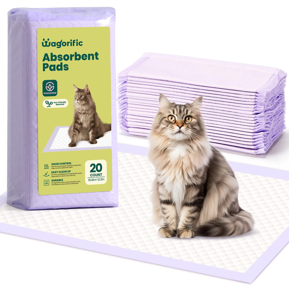 wagorific recargas de almohadillas breeze xl paquete 20 para caja de arena limpia