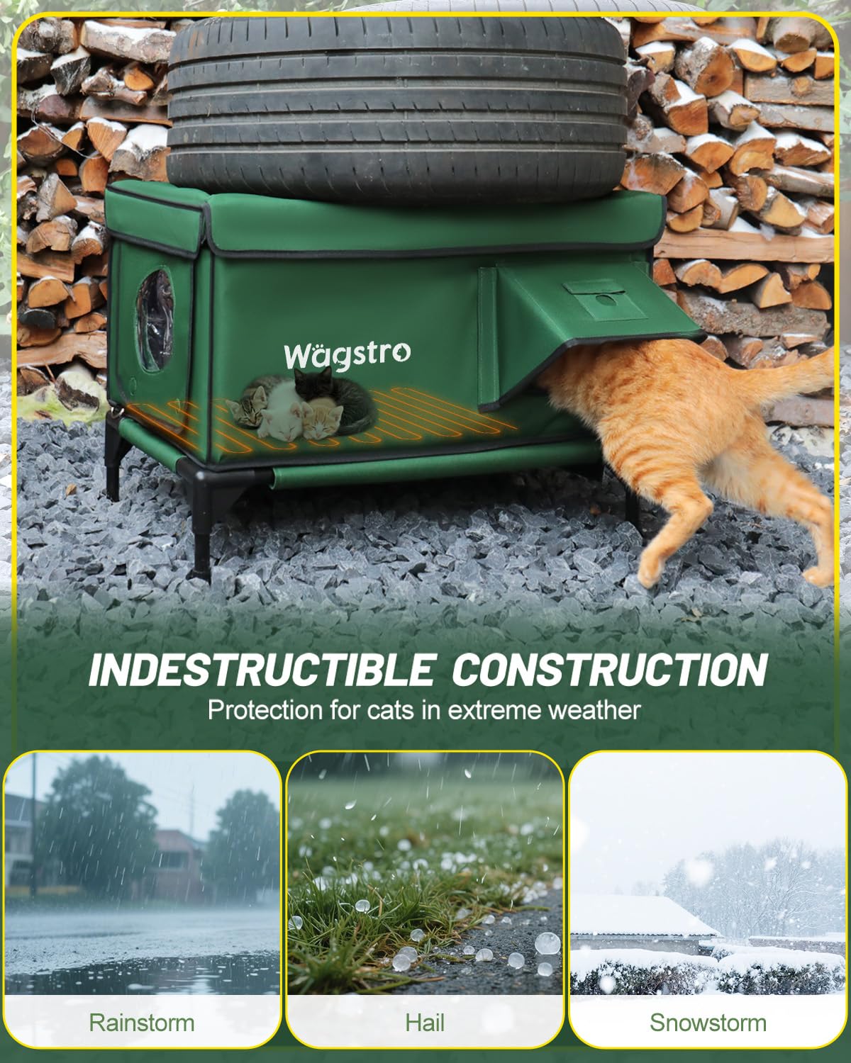 Wagstro caja para gatos con puerta de escape, seguridad adicional al exterior.